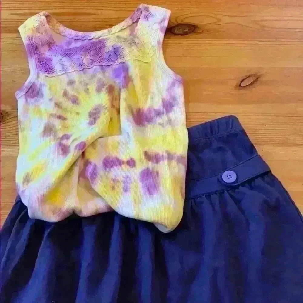 New Bundle Old Navy tie dyed tank with lace and skirt set Girls M